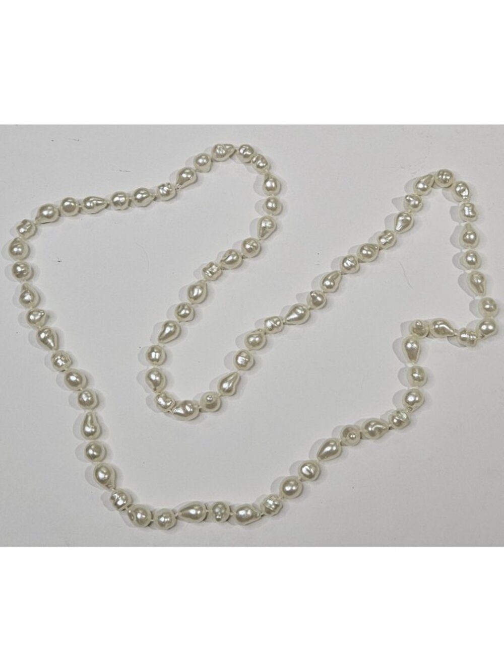 Vintage Plastic Faux Pearl Abstract Beaded Necklace 38 inches Long